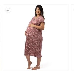 Kindred Bravely Labor and Delivery Gown Rosewood Polka Dot size S/M/L
